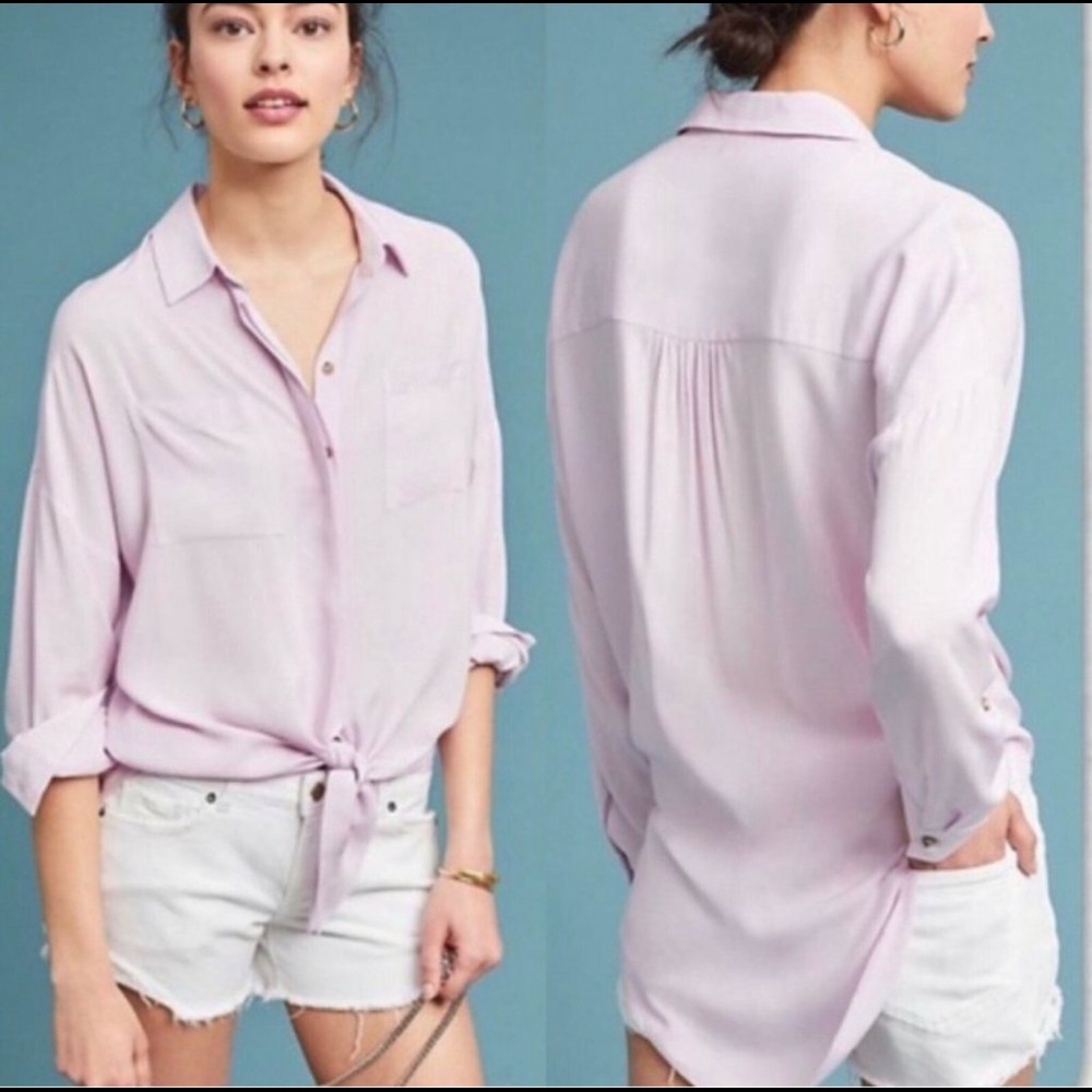 NWT lavender tie front blouse